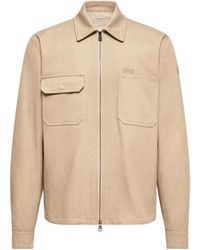 Moncler - Moncler Leather Logo Cotton Shirt Jacket - Lyst