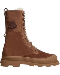 Moncler - Botas Con Cordones De Ante Y Lana De Oveja Joven Vera High, Mujer, Talla - Lyst