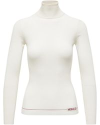 Moncler - Logo Rollkragenpullover Aus Wolle, Damen, Größe - Lyst