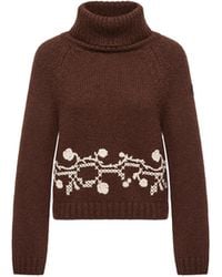 Moncler - Moncler Alpaca Blend Embroidered Turtleneck - Lyst