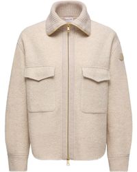 Moncler - Bouclé Wool Blend Zip-Up Shirt - Lyst