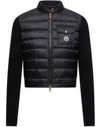 Moncler - Cardigan Zippé Matelassé En Laine - Lyst