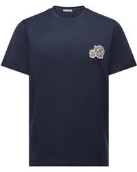 Moncler - Moncler Double Logo Patch Cotton T-Shirt - Lyst
