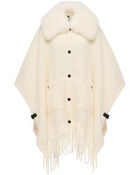 Moncler - Moncler Shearling Collar Mohair, Alpaca & Wool Blend Cape - Lyst
