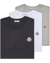 Moncler - Moncler Logo Patch Cotton T-Shirt (Pack Of Three) - Lyst