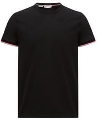 Moncler - Tricolor-Trimmed Cotton T-Shirt - Lyst
