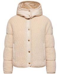 Moncler - Moncler Ciboulette Braided Trim Teddy Hooded Short Down Jacket - Lyst