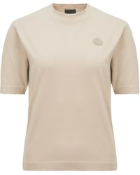 Moncler - T-Shirt Aus Baumwolle Mit Logoaufnäher Aus Silikon, Damen, Größe - Lyst