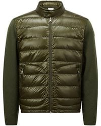 Moncler - Wattierte Strickjacke Aus Wolle Mit Reißverschluss, Herren, Größe - Lyst