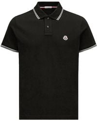 Moncler - Moncler Logo Patch Cotton Polo Shirt - Lyst
