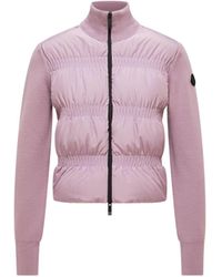 Moncler - Cárdigan Con Cremallera De Lana Acolchada, Mujer, Talla - Lyst