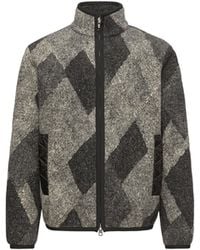 Moncler - Moncler Diamond Pattern Wool Blend Zip-Up Cardigan - Lyst
