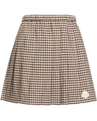 Moncler - Moncler Vichy Cotton Blend Pleated Mini Skirt - Lyst