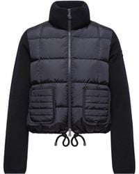 Moncler - Square-Quilted Padded Wool Zip-Up Cardigan - Lyst
