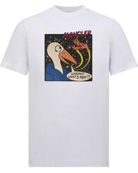 Moncler - Moncler Space Monduck Cotton T-Shirt - Lyst