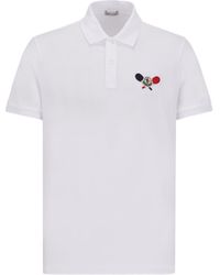 Moncler - Tennis Logo Patch Polo Shirt White - Lyst