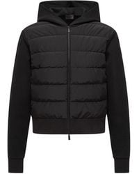 Moncler - Kapuzenpullover Aus Wattierter Baumwolle Mit Reißverschluss, Damen, Größe - Lyst