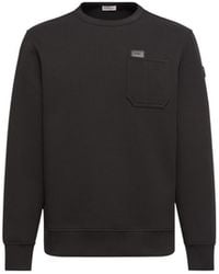 Moncler - Moncler Leather Logo Tag Cotton Blend Sweatshirt - Lyst