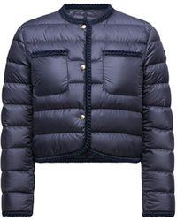 Moncler - Gencay Kurze Daunenjacke Mit Geflochtenem Besatz, Damen, Größe - Lyst