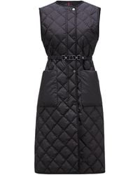 Moncler - Chaleco Plumífero Largo Acolchado Con Motivo De Rombos Butor, Mujer, Talla - Lyst