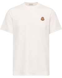 Moncler - Moncler Double Leather Logo Cotton T-Shirt - Lyst