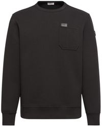 Moncler - Moncler Leather Logo Tag Cotton Blend Sweatshirt - Lyst