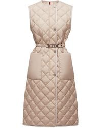 Moncler - Gilet Imbottito Lungo Butor Con Trapuntatura A Diamanti, Donna, Taglia - Lyst