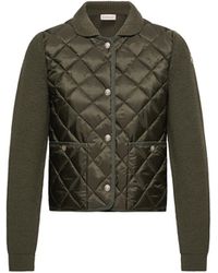 Moncler - Moncler Diamond Quilted Padded Wool Cardigan - Lyst