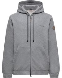 Moncler - Moncler Cárdigan De Mezcla De Algodón Con Cremallera Y Logotipo De Piel, Hombre, Talla - Lyst