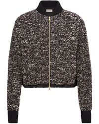 Moncler - Moncler Leather Logo Zip-Up Padded Cardigan - Lyst
