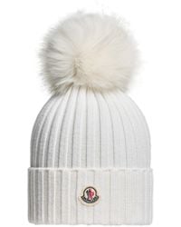 Moncler - Wool Beanie With Pom Pom - Lyst