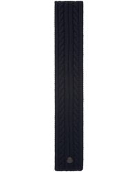 Moncler - Moncler Leather Logo Wool Scarf - Lyst