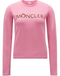 Moncler - Langärmeliges t-shirt mit logo - Lyst