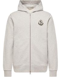 Moncler - Moncler Sketched Logo Zip-Up Cotton Hoodie - Lyst
