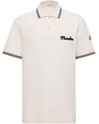 Moncler - Polo De Piqué De Algodón Con Logotipo Bordado, Hombre, Talla - Lyst