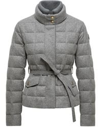 Moncler - Bussettes Wool Blend Belted Short Down Jacket - Lyst