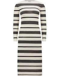 Moncler - Gestreiftes Midikleid Aus Bouclé, Damen, Größe - Lyst