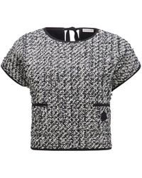 Moncler - Top De Seda Y Tweed, Mujer, Talla - Lyst