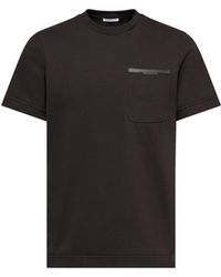 Moncler - Moncler Leather-Trimmed Cotton T-Shirt - Lyst