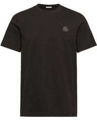 Moncler - Moncler Double Leather Logo Cotton T-Shirt - Lyst