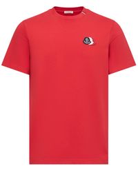 Moncler - Moncler Embroidered Tricolor Logo Cotton T-Shirt - Lyst