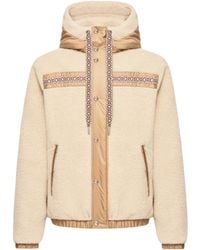 Moncler - Moncler Geometric Trim Teddy Zip-Up Hoodie - Lyst