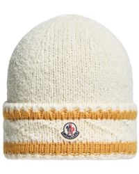 Moncler - Striped Wool & Cotton Blend Beanie - Lyst
