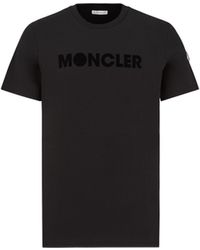 Moncler - Camiseta con logotipo flocado - Lyst