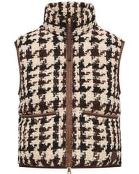 Moncler - Moncler Chaleco Plumífero De Tweed Emotionnalite, Mujer, Talla - Lyst