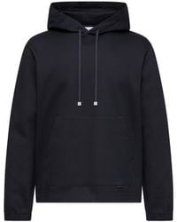 Moncler - Moncler Leather Logo Cotton Blend Hoodie - Lyst