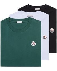 Moncler - Moncler Logo Patch Cotton T-Shirt (Pack Of Three) - Lyst