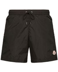 Moncler - Moncler Logo Patch Swim Shorts - Lyst