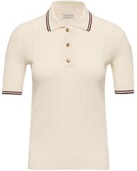 Moncler - Moncler Rhombus & Logo Pattern Cotton Polo Shirt - Lyst