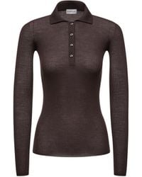 Moncler - Wool Long Sleeve Polo Shirt - Lyst